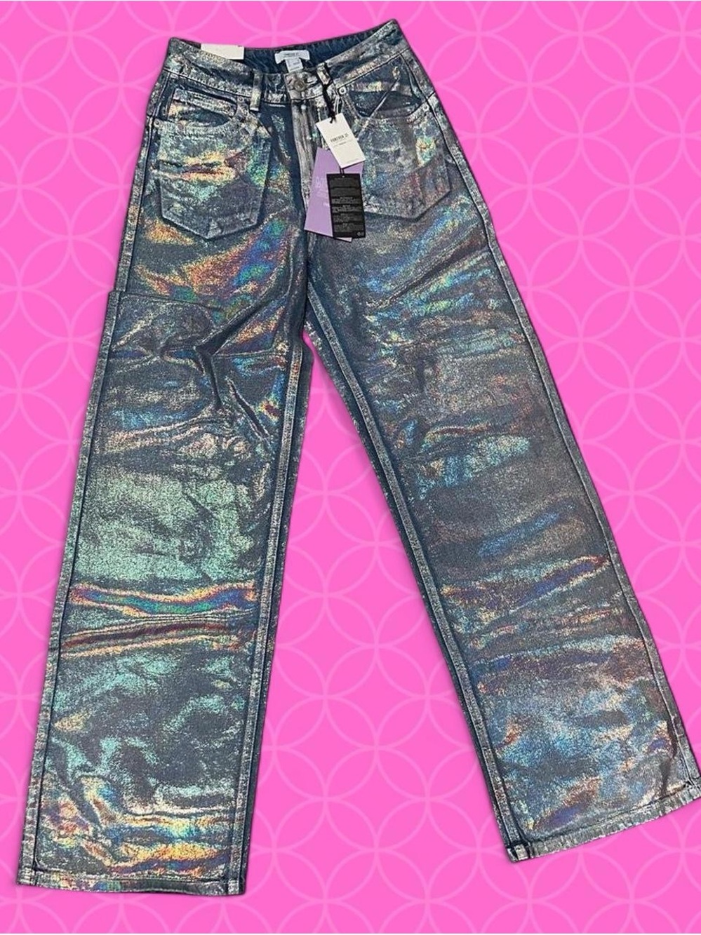 Forever 21 Premium Mermaid Collection Iridescent Holographic Jeans